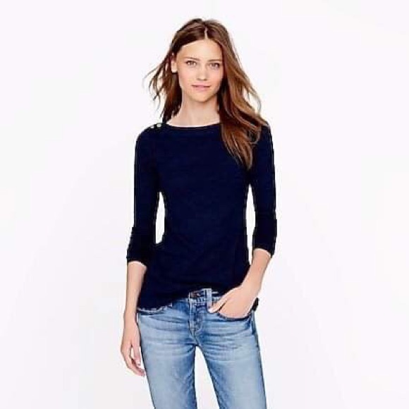 J. Crew Tops - 3/$30 J. Crew Painter Button Boatneck Indigo Tee